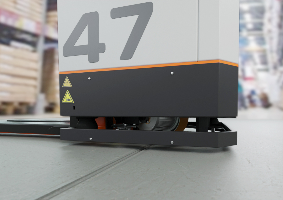 Close-up of the PIXEL PT undercarriage and its 28 cm drive wheel