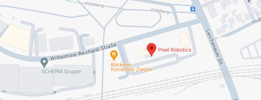 Map showing the Pixel Robotics office location in Munich
