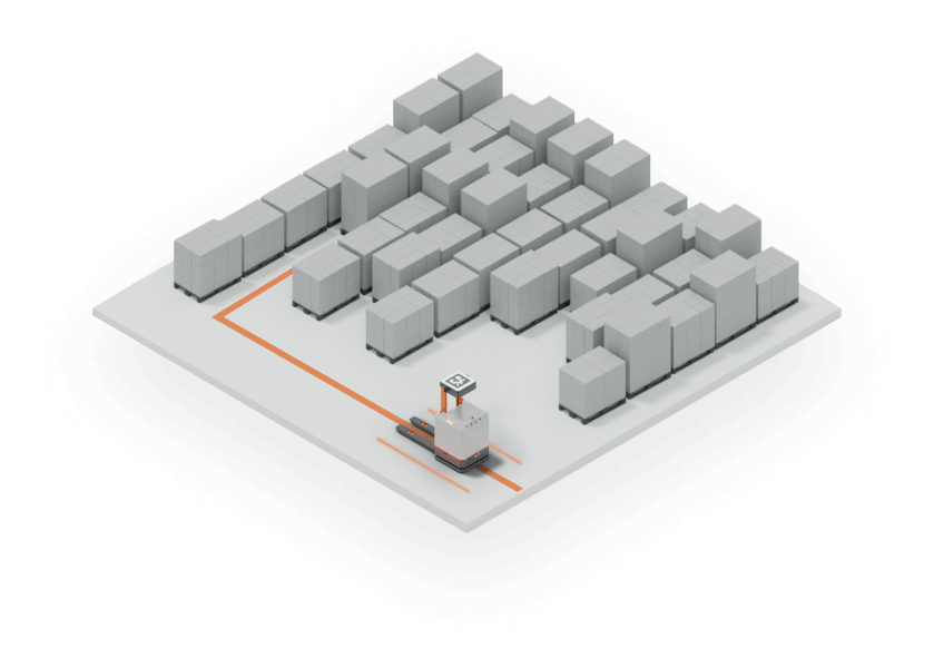 Robot path bending around an obstacle detected by the digital twin